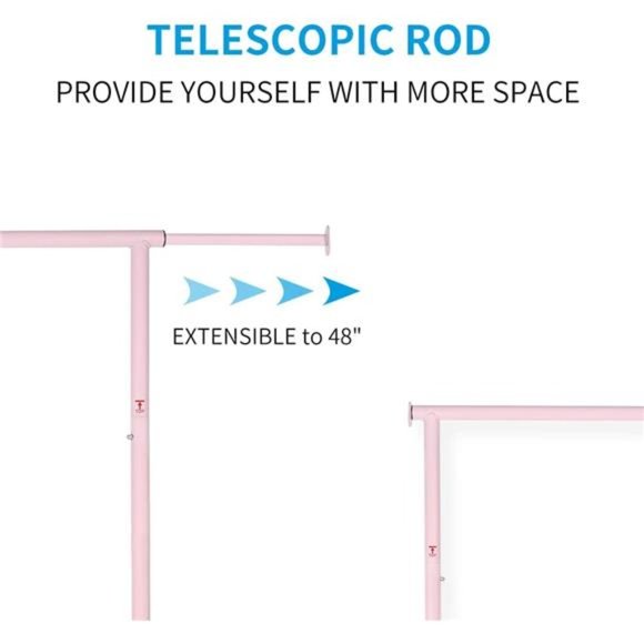 Standard Rod Simple Rolling Clothing Garment Rack, Metal Clothes Organizer, Pink - Picture 6 of 6